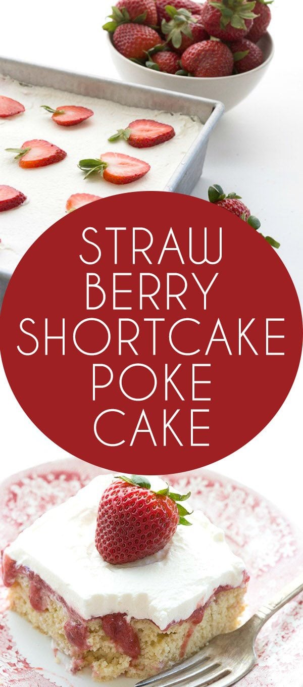 Your ultimate low carb summer strawberry dessert. A shortcake and a poke cake in one! Make it with THM Baking Blend or almond flour. 
