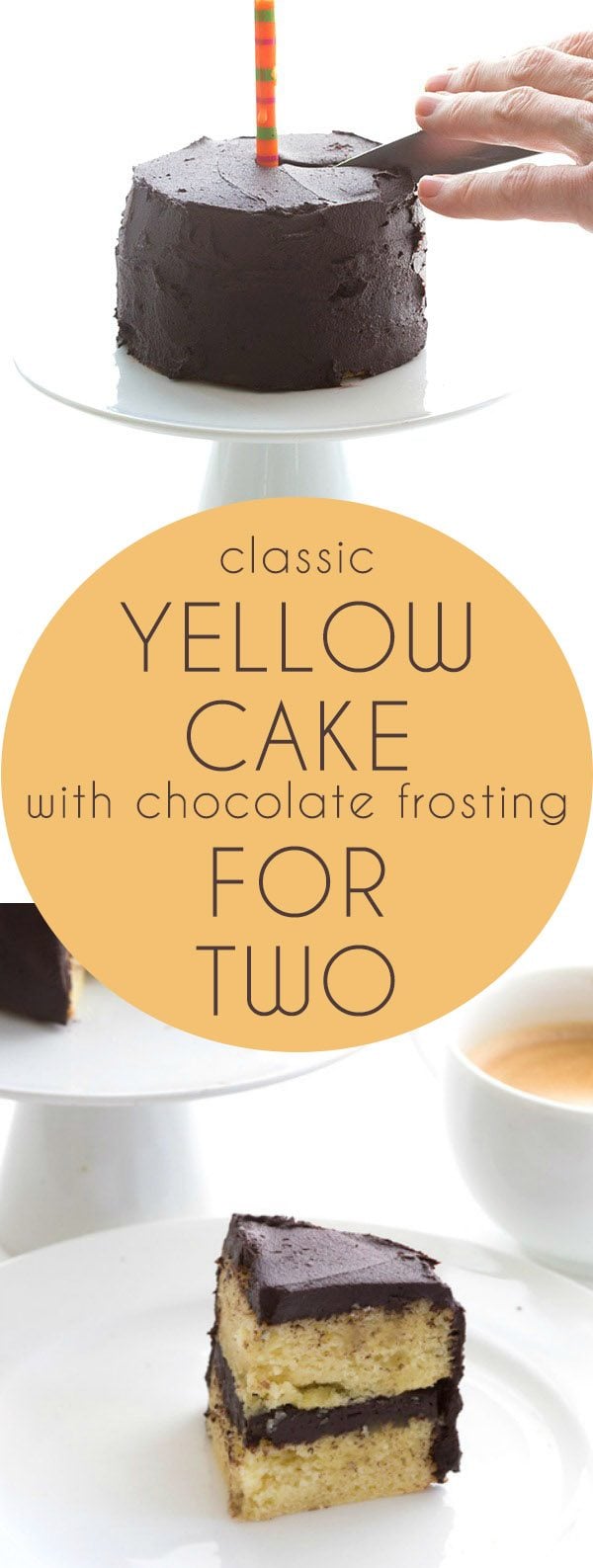 Best low carb yellow cake recipe with a rich chocolate frosting. Just for two! Grain-free, THM, Banting, Atkins