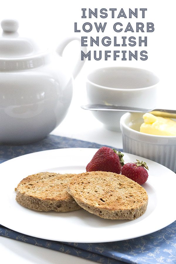 Low Carb Instant English Muffin Recipe, whips up in seconds. Nut-free, can be dairy-free and paleo.
