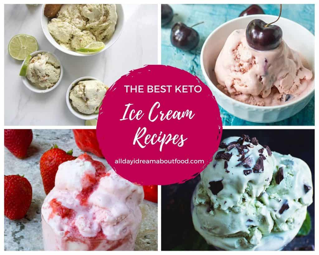 Collage of 4 keto ice cream recipes