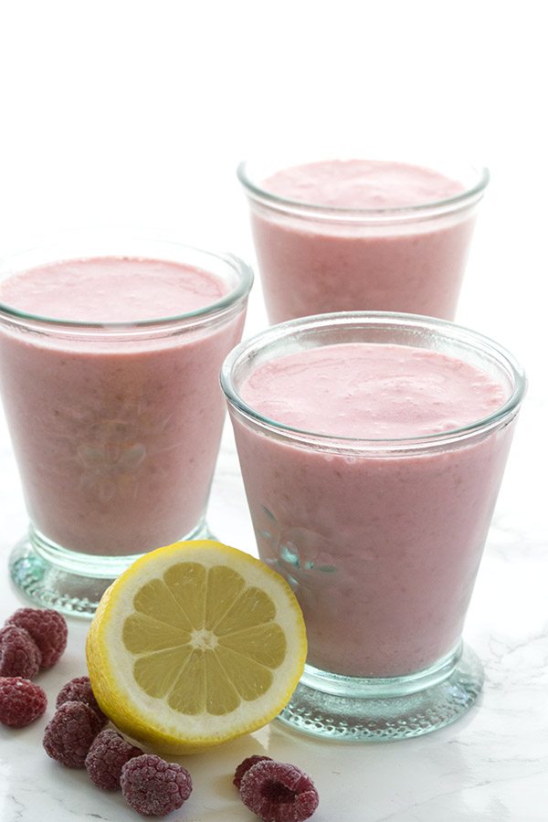 Low Carb Raspberry Lemonade Smoothies. THM LCHF Banting Atkins recipe.
