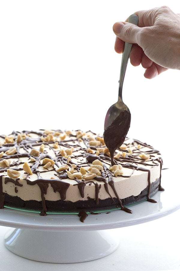 Low Carb Keto Peanut Butter Brownie Ice Cream Cake