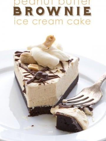 Low Carb Peanut Butter Brownie Ice Cream Cake. No Churn and No Bake!