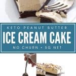 Pinterest collage for keto peanut butter ice cream cake