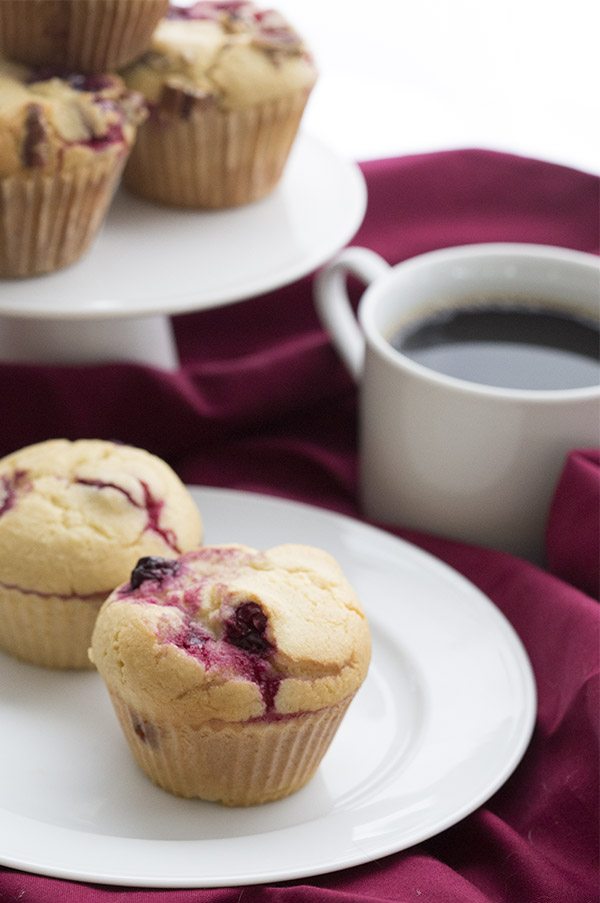 Easy low carb Cranberry Sour Cream Muffins. LCHF THM Keto Recipe