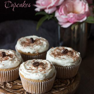 Low Carb Grain-Free Vanilla Latte Cupcakes. Keto THM Banting Atkins recipe.