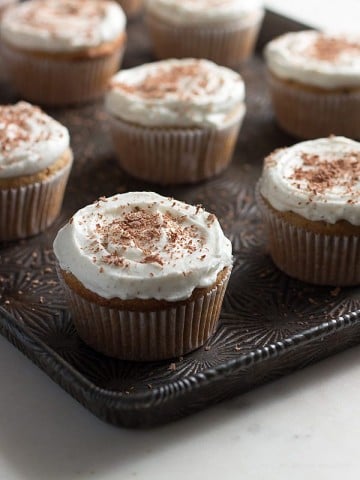 Low Carb Vanilla Latte Cupcake Recipe. LCHF Banting THM Keto.