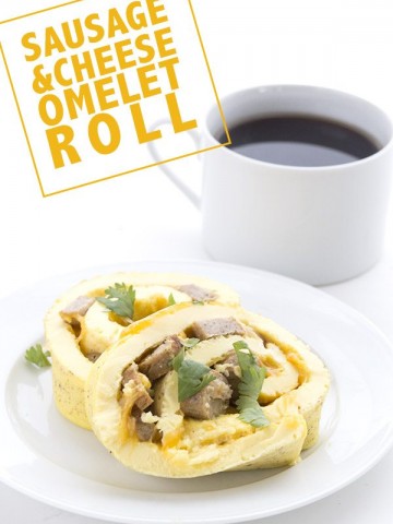 Low Carb Keto Sausage Cheese Omelet Roll.