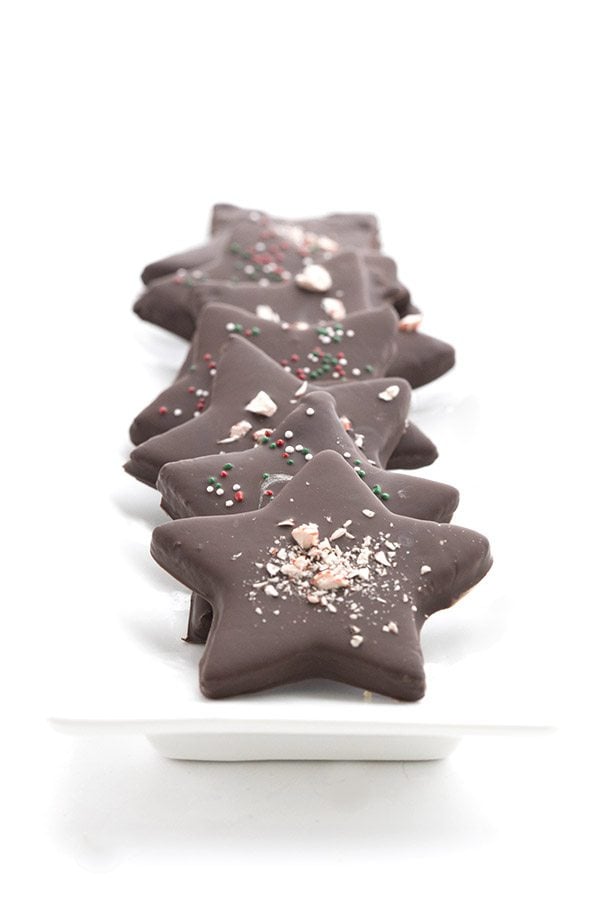 Low carb and egg-free chocolate peppermint stars.