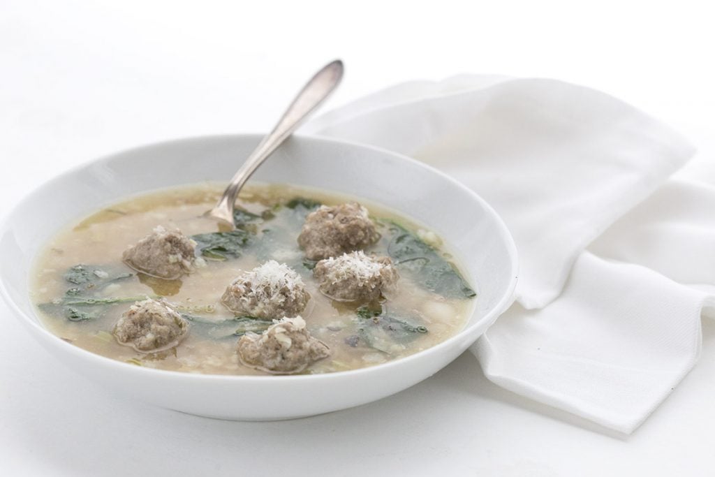 Warm up with this healthy low carb Italian Wedding Soup.