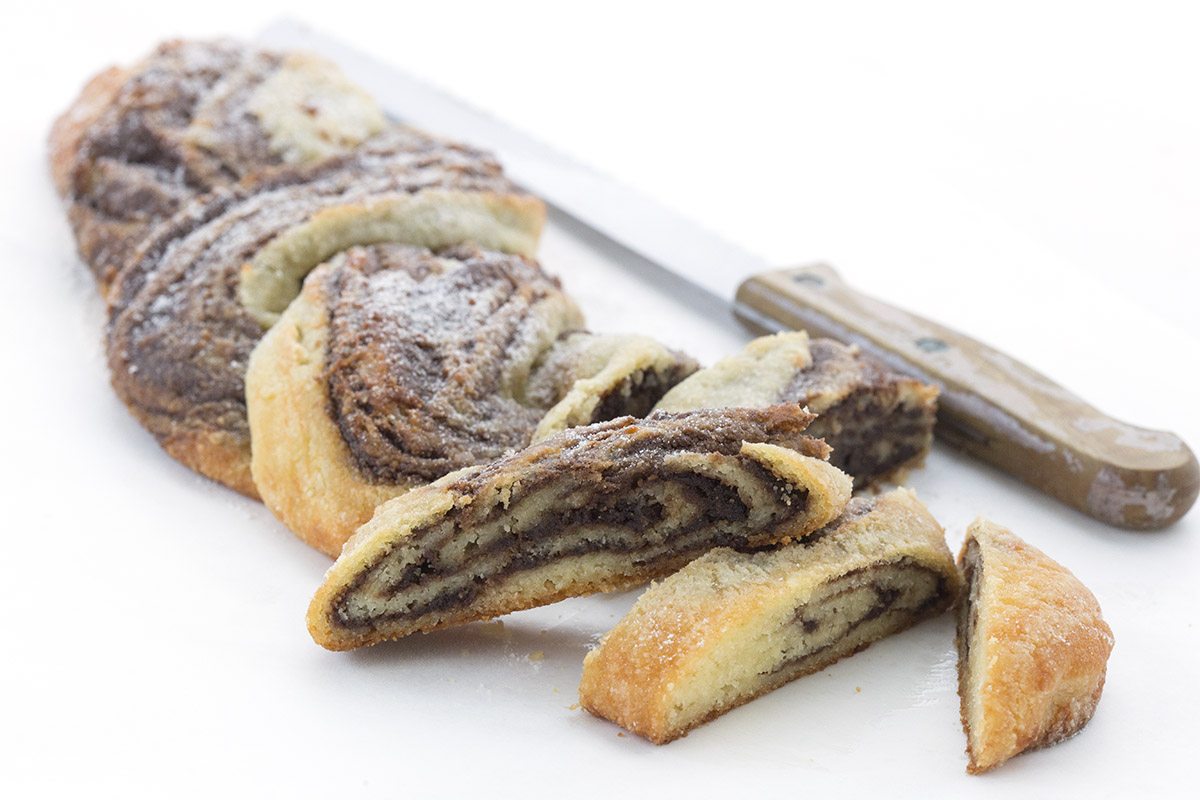 A tender almond flour pastry dough filled with sugar-free Nutella makes a delicious holiday brunch.