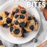 Titled Pinterest Image for Keto Blueberry Pancake Bites.