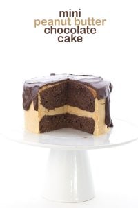 This mini Low Carb Chocolate Peanut Butter Layer Cake is the perfect small batch recipe. Keto THM Banting Atkins Recipe