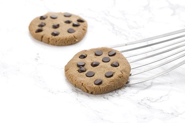 Low Carb Keto Peanut Butter Cookies. Just enough for two people! One cookie on a spatula
