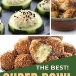 Pinterest collage of keto friendly super bowl snacks