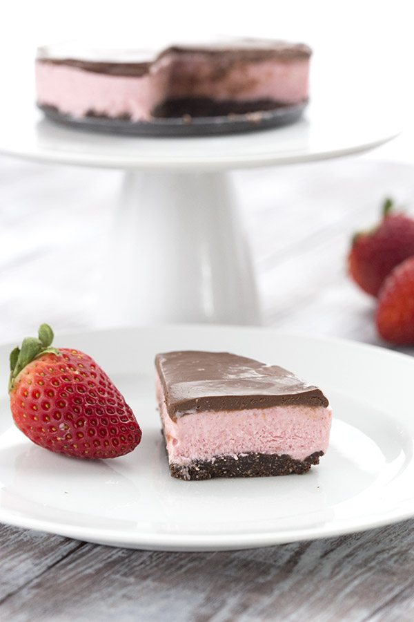Easy No Bake Chocolate Strawberry Cheesecake for Two