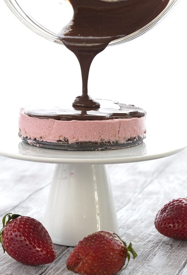 Low Carb Chocolate Strawberry Cheesecake Recipe for Two. Mini keto desserts are the best! Grain-free.