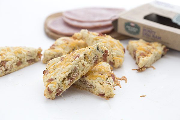 Low Carb Keto Savoury Scones with Ham and Cheese.