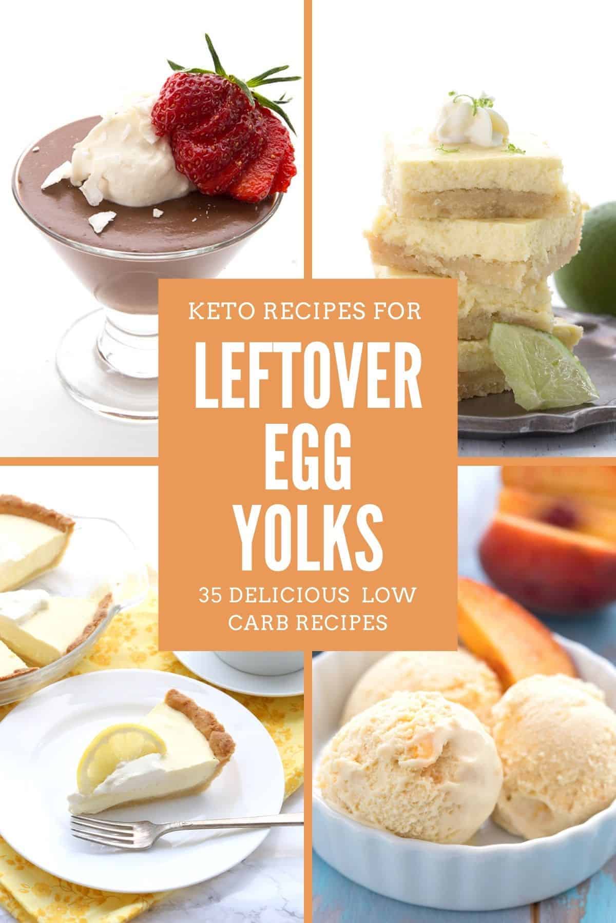 Collage of recipes for leftover egg yolks