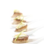 Low carb pan-seared scallops with spicy wasabi mayo. A great appetizer or light meal.