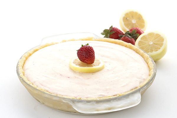 Easy no bake strawberry lemonade pie. This frozen treat is low carb and sugar-free!