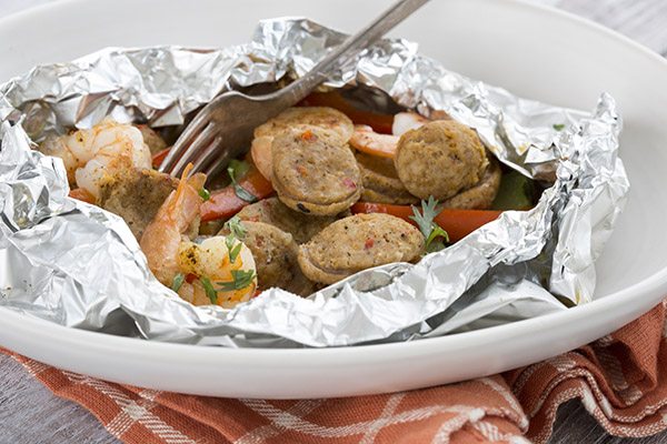 Sausage and Shrimp in foil packets