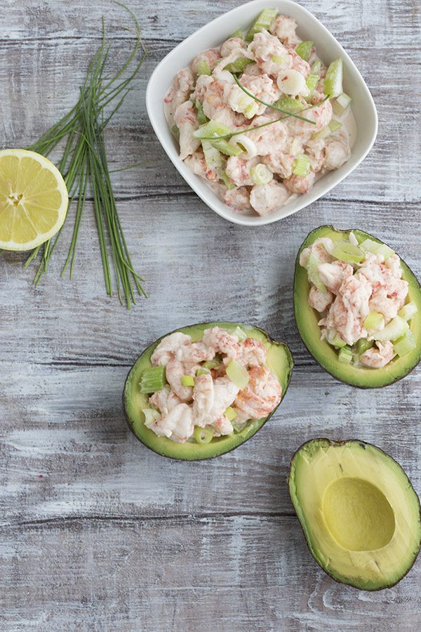Easy low carb lobster roll stuffed avocados