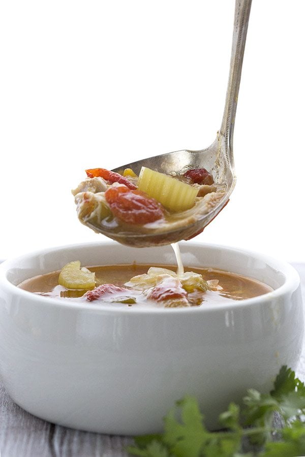 Instant Pot Chicken Fajita Soup, a delicious keto comfort food recipe.