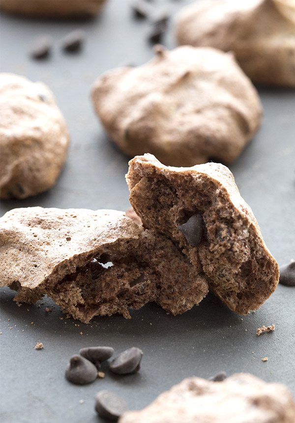 Crispy chewy low carb chocolate chip meringues