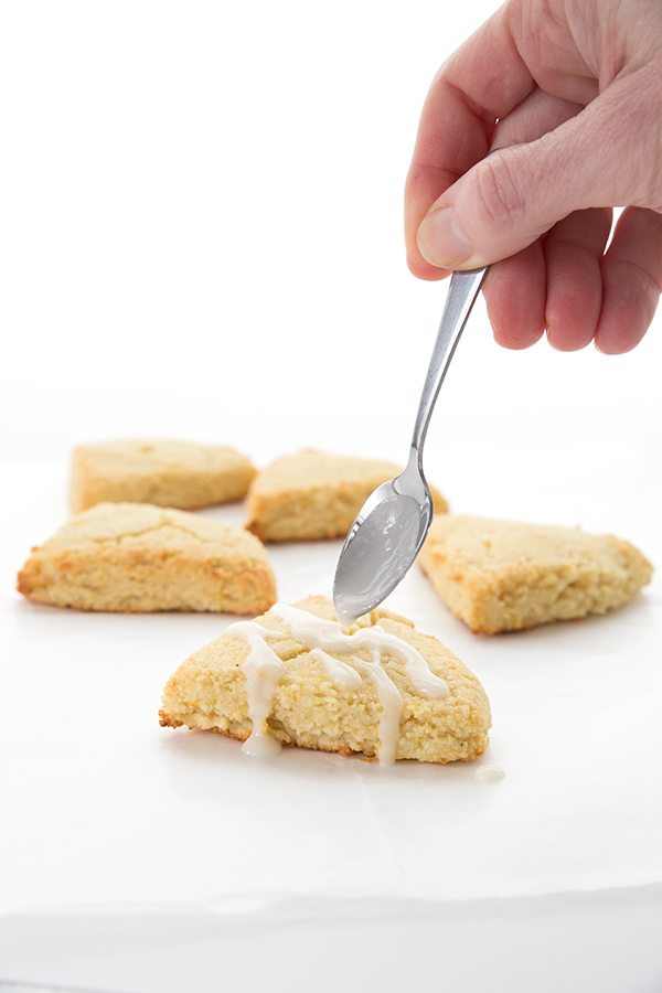 Low carb grain-free lemon scones with glaze