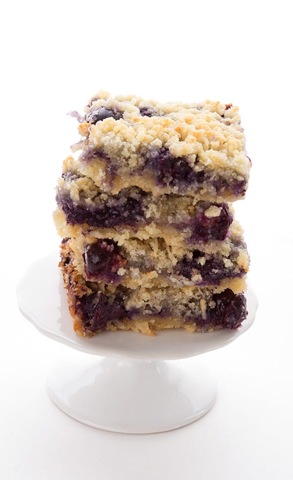 Close up of low carb blueberry breakfast bars