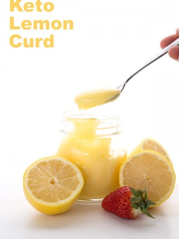 Easy Keto Lemon Curd Recipe in a jar with lemons