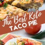 Two photo Pinterest collage for The Best Keto Taco Pie.