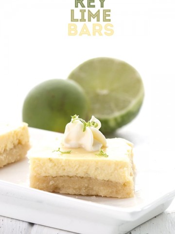 Sugar-free key lime bars with limes behind.