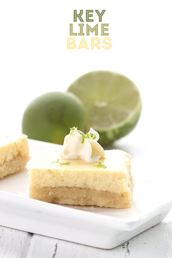 Sugar-free key lime bars with limes behind. 