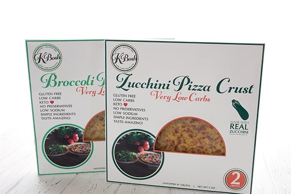 Zucchini pizza crust and broccoli pizza crust from KBosh foods
