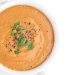 Top down photo of roasted tomato bisque