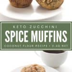 Pinterest collage for keto zucchini spice muffins