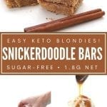 Pinterest collage for keto snickerdoodle blondies