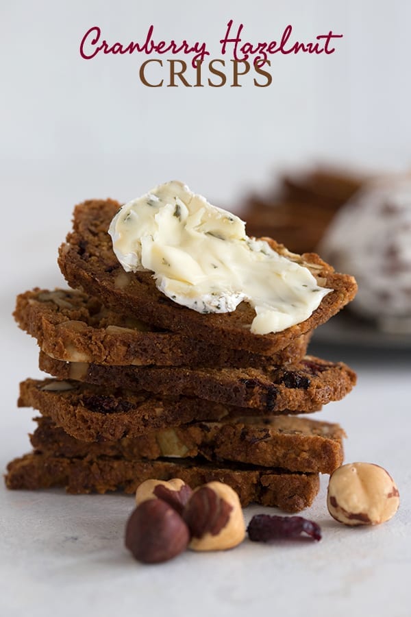 Low carb cranberry hazelnut crisps with cheese spread