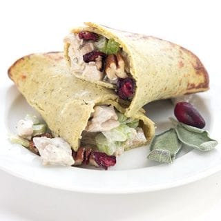 Easy turkey salad in low carb vegetable crusts on a white plate