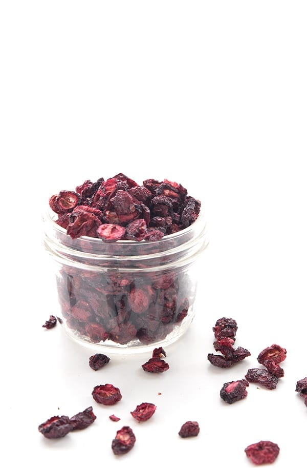 Low carb dried cranberries in a jar