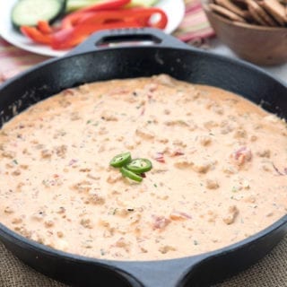Easy cheesy Sausage dip, perfect for Game Day parties.