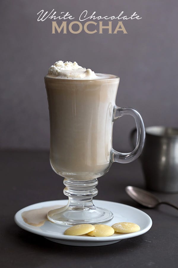 Sugar Free White Choclate Mocha in a glass with whipped cream