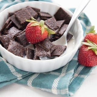 Chocolate cereal with strawberries