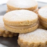 Close up of low carb alfajores cookies on a plate