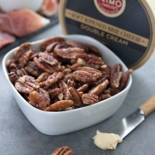 Roasted salted pecans with brie