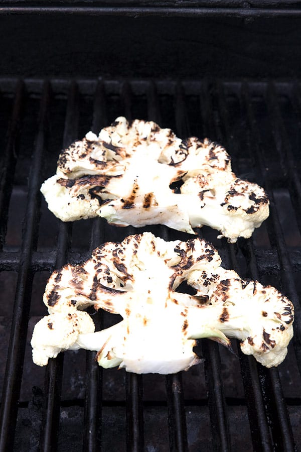 Cauliflower steaks on the grill
