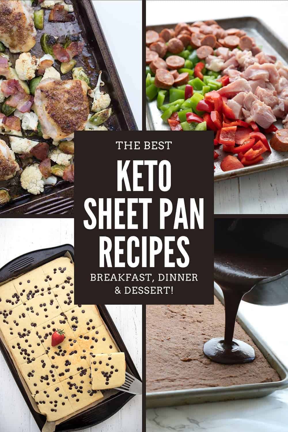 A collage of photos showing keto sheep pan recipes