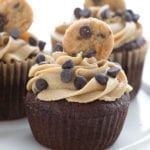 Close up shot of keto cookie dough cupcakes